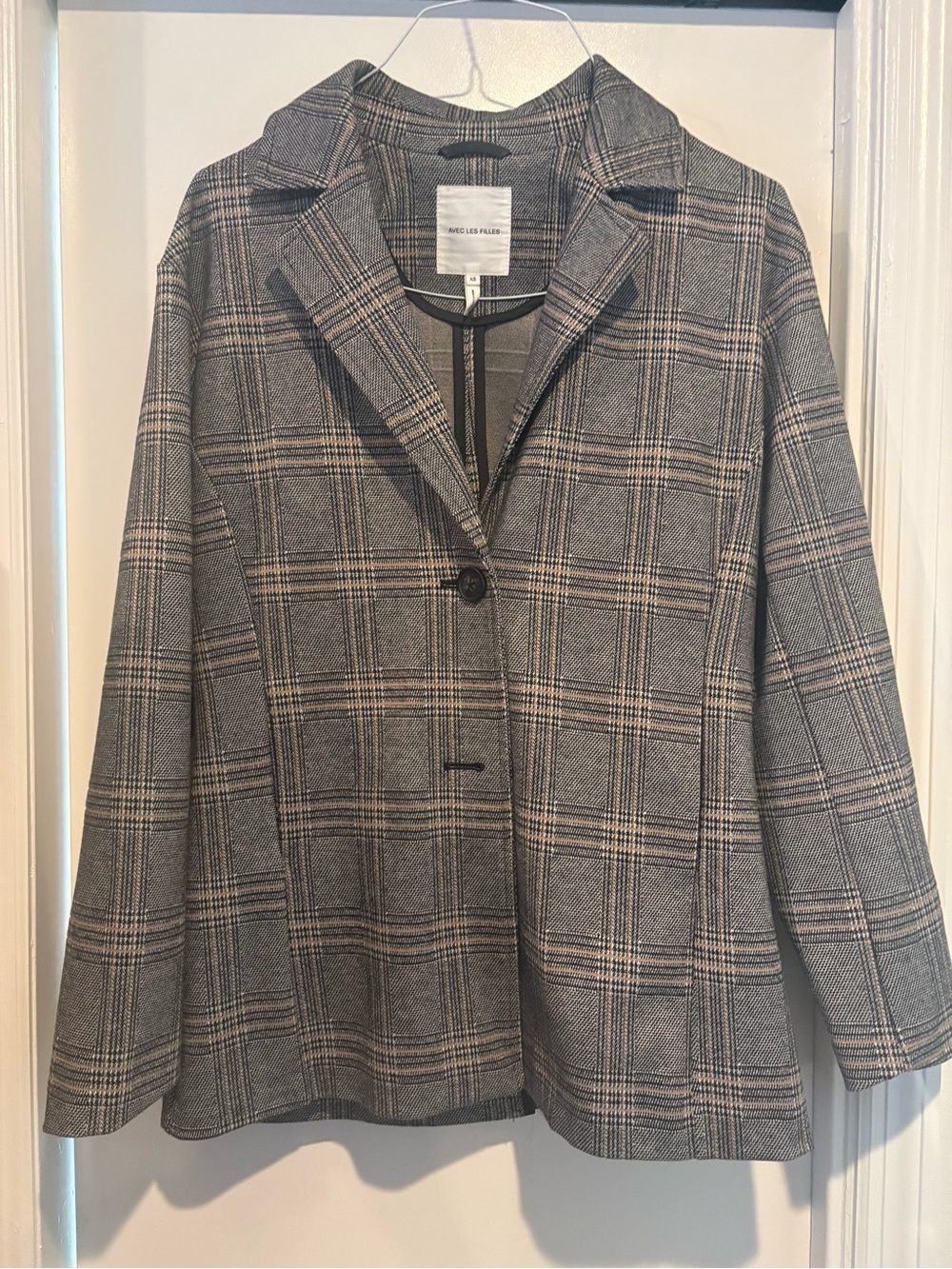 Avec Les Filles Plaid Three Button Lightweight Blazer XS
